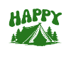 Fröhlicher Camper im Wald