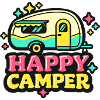 Happy Camper Pastel Caravan Illustration
