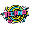 Techno Neon Retro Circle