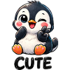 Cartone animato di Pinguino Timido e carino Chibi Peace
