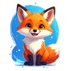 Cute fox against blue background