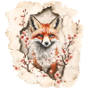 Fuchs mit Kirschblüten