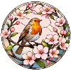 Robin with cherry blossoms spring motif