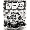 Ramen Noodles Frog Sumi-e Ink Drawing