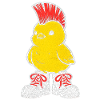 Punk chicken with red mohawk