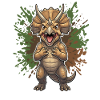 Cartoon-Triceratops mit Farbspritzern
