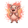 Lachendes Schwein mit Farbsplatter