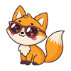 Kawaii Fox Glasses Hearts