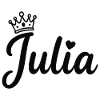 Juliet Name Crown Heart Calligraphy Personalized