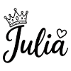 Juliet Name Crown Heart Calligraphy Personalized