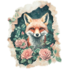 Fox with Roses Vintage