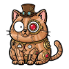 Chat Automate Steampunk Cuivre et Engrenages
