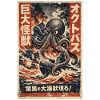 Retro Kaiju Octopus Japan
