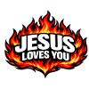 Jésus t’aime Flammes rétro