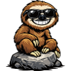 Sun Sloth on Rocks