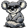 Cooler Koala auf Stein mit Sonnenbrille