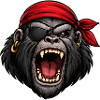 Pirate gorilla with eye patch