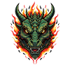 Flames Dragon Head Fire Illustration