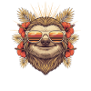 Sun sloth with hibiscus glasses