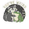 Raccoon and frog hug