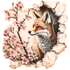 Fuchs mit Kirschblüten