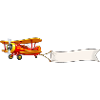 Biplane Airplane Banner Motif Retro
