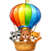 Hot Air Balloon Animals Motif Cartoon Kids