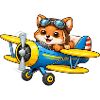 Fox Pilot Biplane Airplane Cartoon