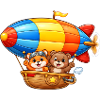 Zeppelin Animals Motif Cartoon Airship