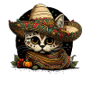 Sugar Skull Cat in Mexican Sombrero