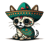Cat Mexican Sugar Skull Sombrero