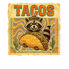 Tacos Raccoon Sombrero Mexican Street Food