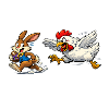 Easter bunny and chicken