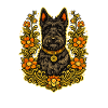 Floral Frame Scottish Terrier