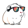Meerkaninchen mit Retro-Sonnenbrille