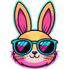 Neonhase mit bunter Brille