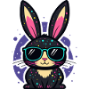 Chic neon bunny with glasses