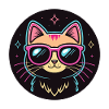 Cat Cartoon Neon Pink Glasses
