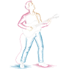 Guitariste Homme jouant de guitare Illustration