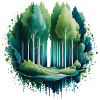 Wald Langbaum Naturmalerei-Druck