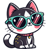 Cat kawaii green glasses