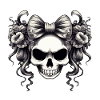 Skull with bow and roses