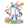 Pastel Easter Baseball Cartoon
