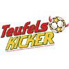 Devil's kicker lettering logo with football