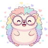Pastel hedgehog with glasses and hearts