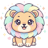 Pastel lion with rainbow mane