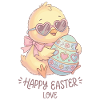 Pastellhuhn mit Herzbrille Ostereier