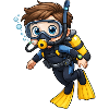 Diver Kid Cartoon Diving Ocean Motif