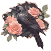 Raven with roses