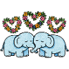 Floral Hearts Elephant Pair